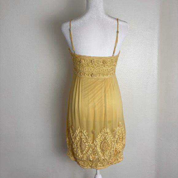 Sue Wong Embroidered Yellow Silk Cocktail Dress | Size 2 - Picture 5 of 9